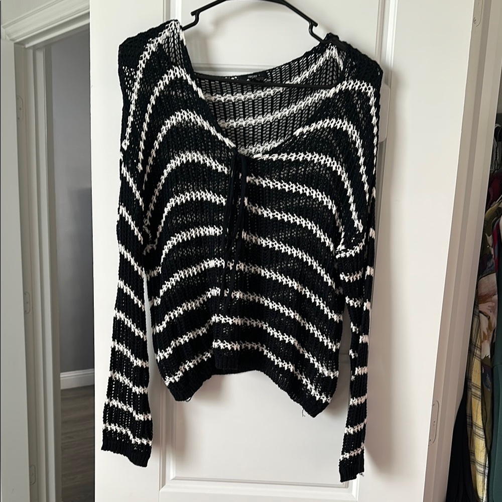 Forever 21 Black and White V-Neck Sweater